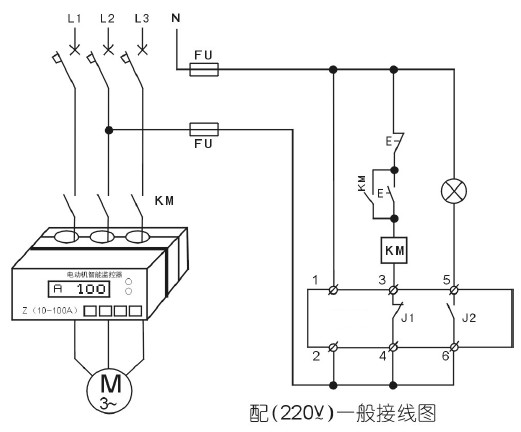 電動機智能監(jiān)控器220v一般接線圖