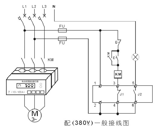 電動機智能監(jiān)控器380v一般接線圖