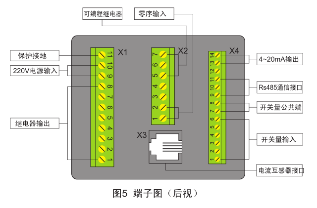 SJD-207電機保護監(jiān)控裝置端子圖